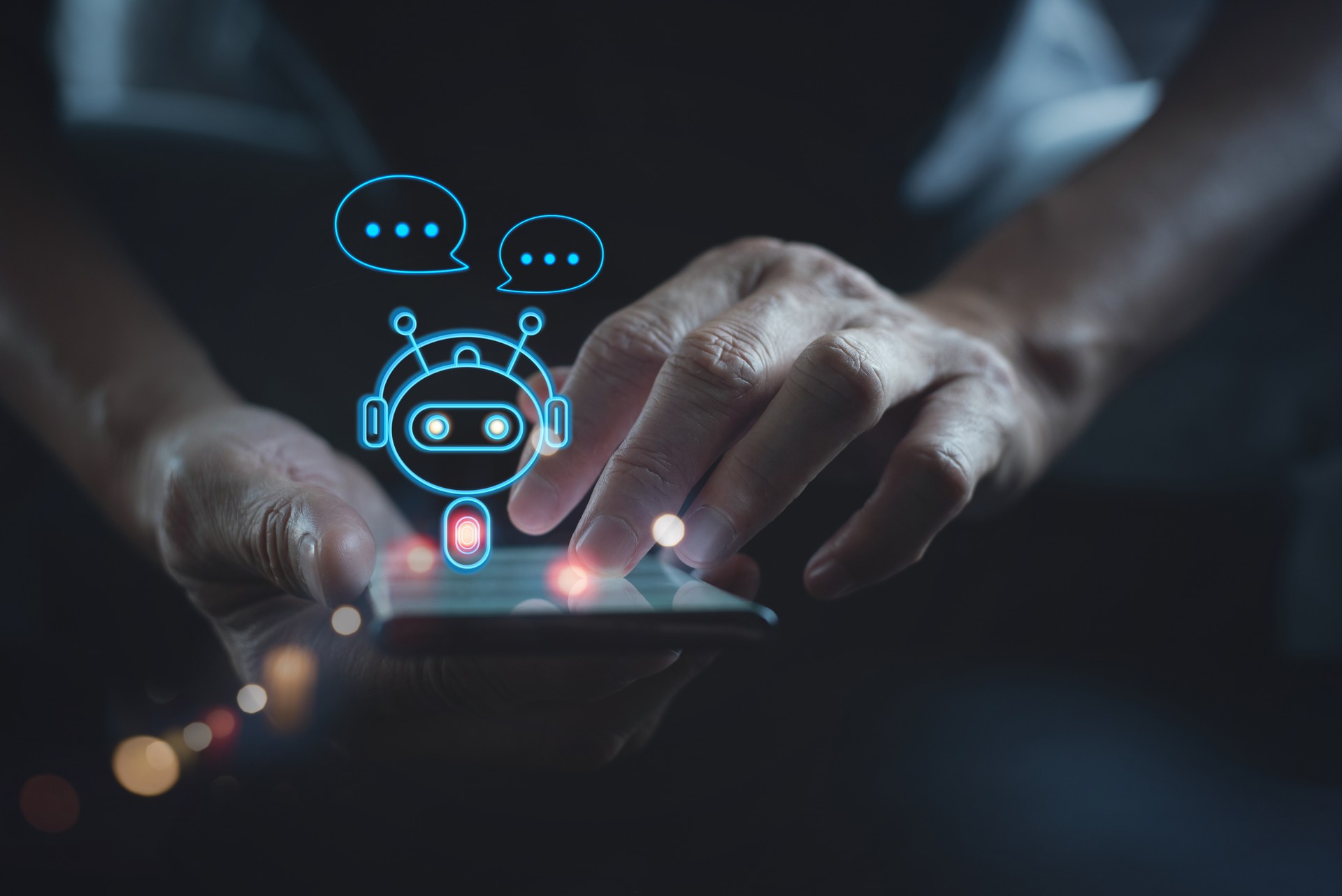 Digital chatbot, robot application, conversation assistant, AI Artificial Intelligence, innovation and technology concept